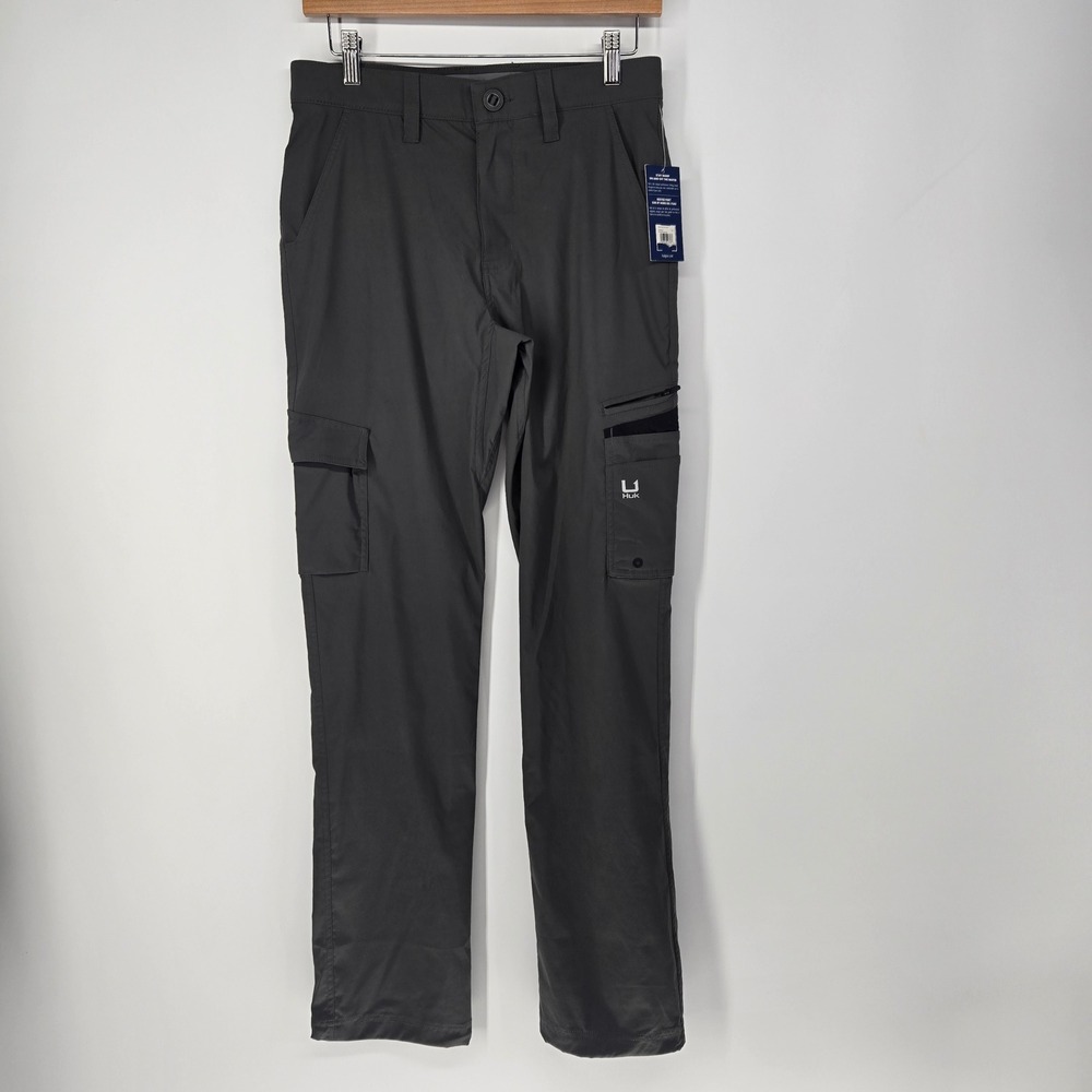 Huk Icon Pro Pant Mens 30 Gray Fishing Performance Cargo Outdoor NEW